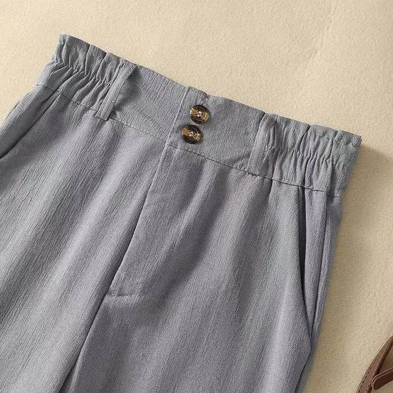 Anna Paperbag High-Waist Linen Trousers