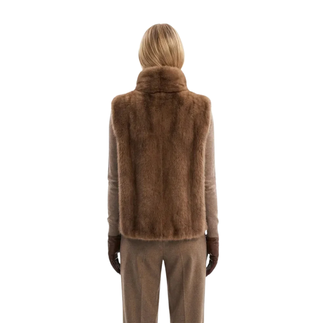 AT | Donna High-Collar Faux Fur Vest