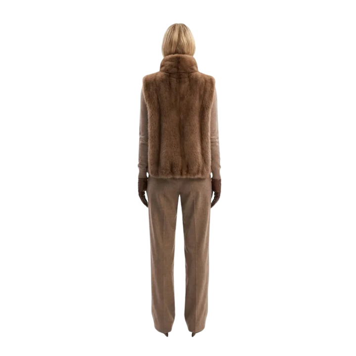 AT | Donna High-Collar Faux Fur Vest