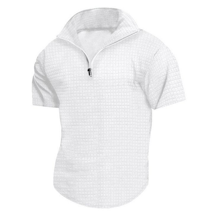AT | Men’s Casual Rib Zip Polo Shirt