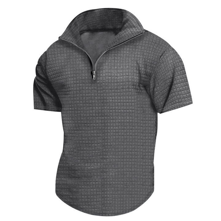 AT | Men’s Casual Rib Zip Polo Shirt