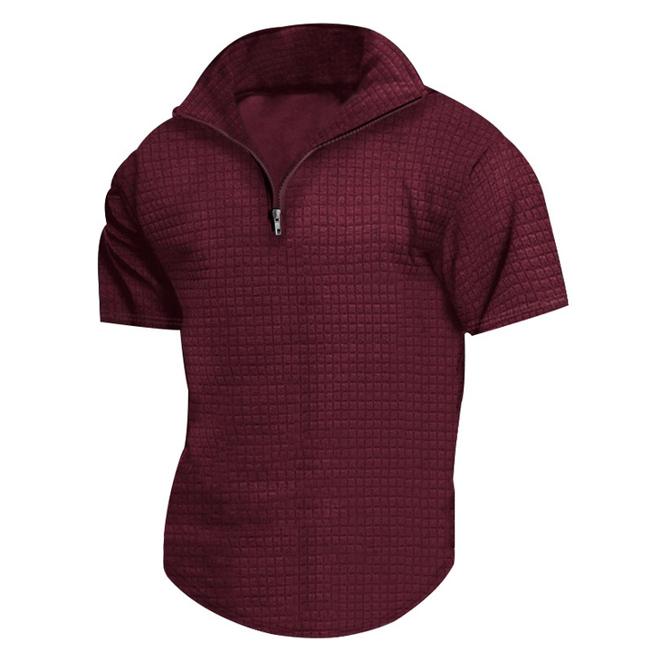 AT | Men’s Casual Rib Zip Polo Shirt