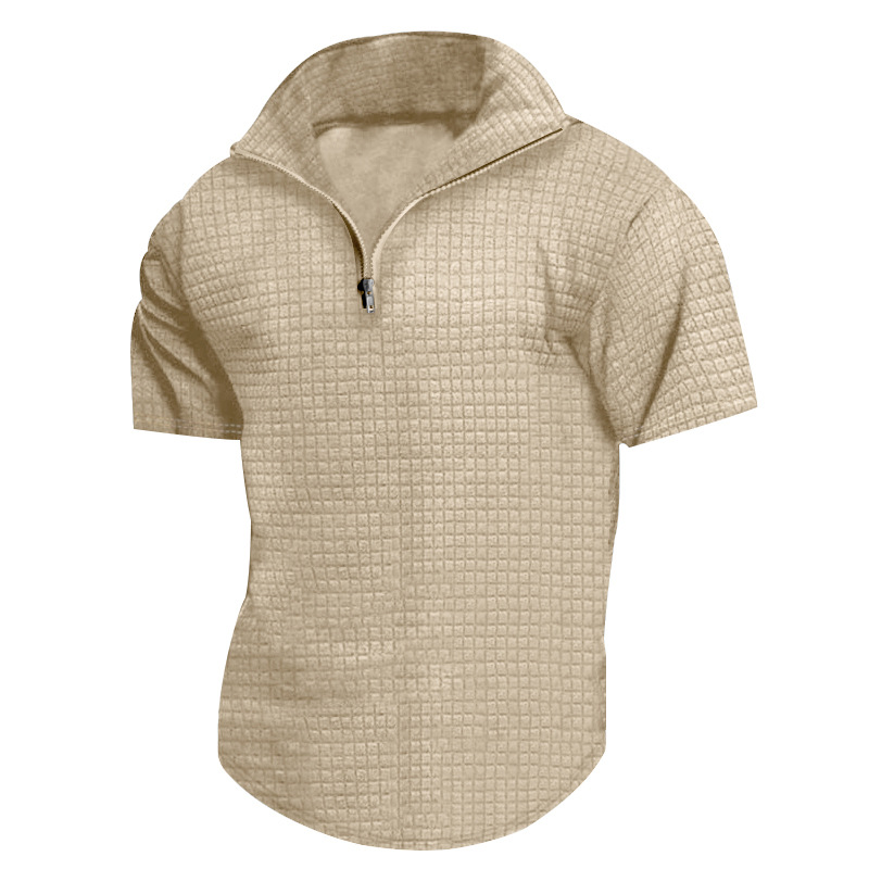 AT | Men’s Casual Rib Zip Polo Shirt