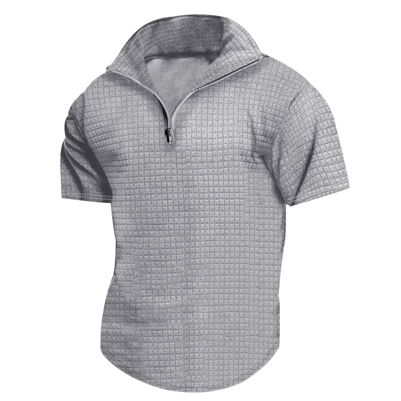 AT | Men’s Casual Rib Zip Polo Shirt