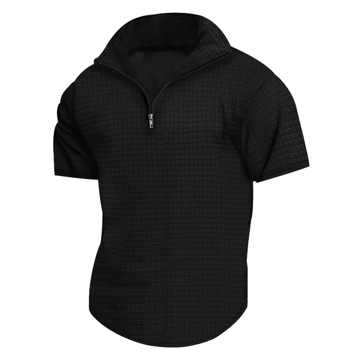 AT | Men’s Casual Rib Zip Polo Shirt