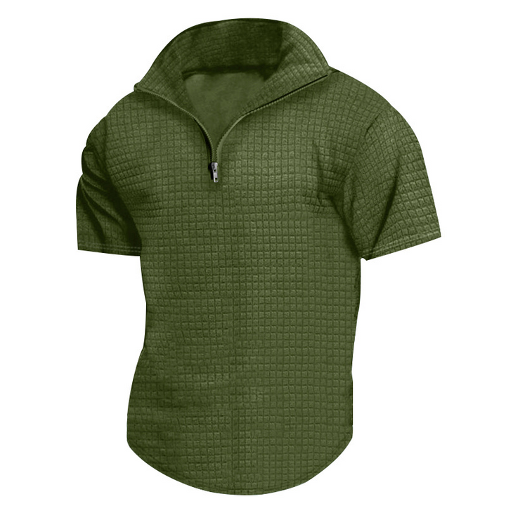AT | Men’s Casual Rib Zip Polo Shirt