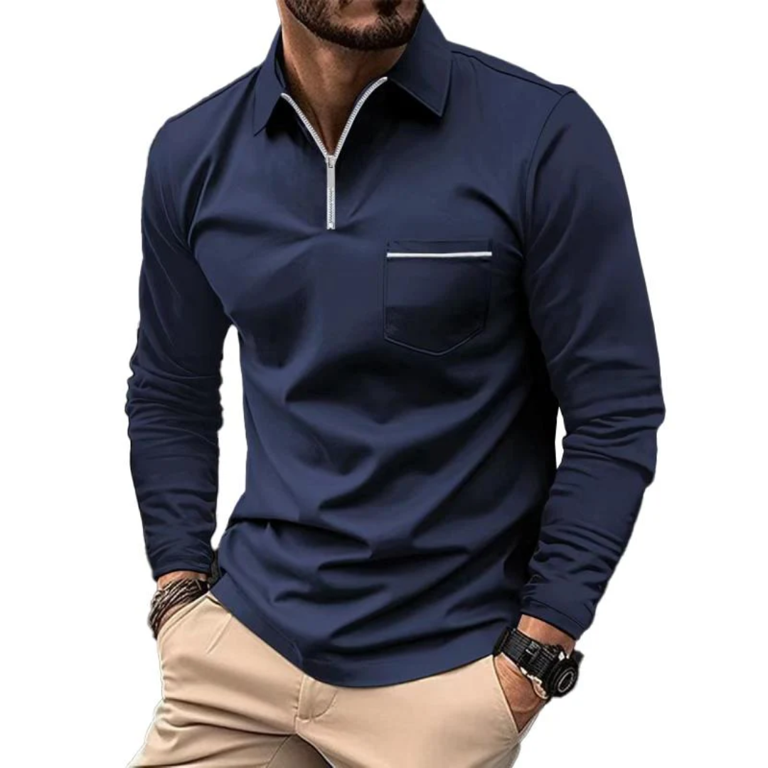 AT | Men’s Quarter-Zip Collar Polo Shirt
