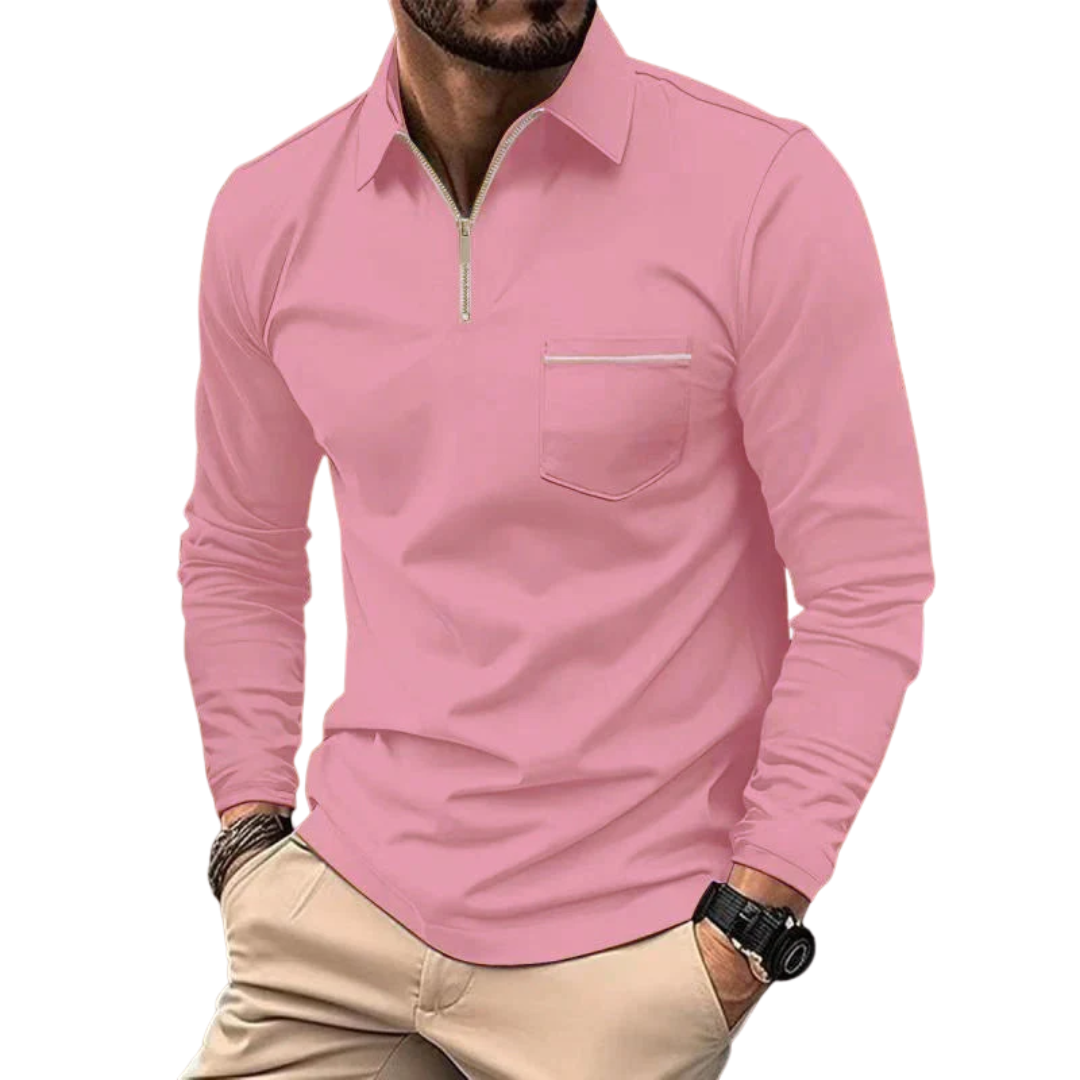 AT | Men’s Quarter-Zip Collar Polo Shirt