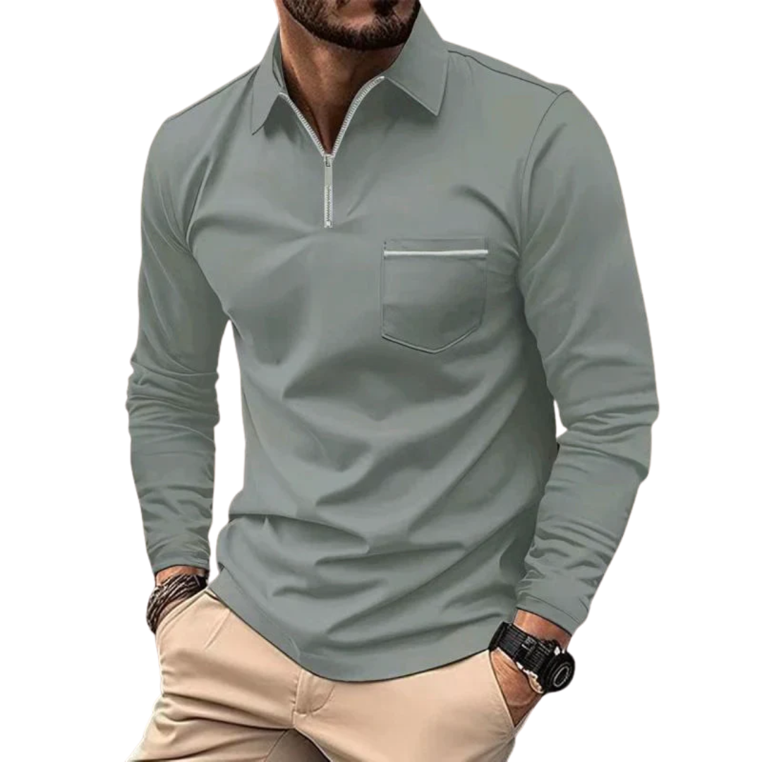 AT | Men’s Quarter-Zip Collar Polo Shirt