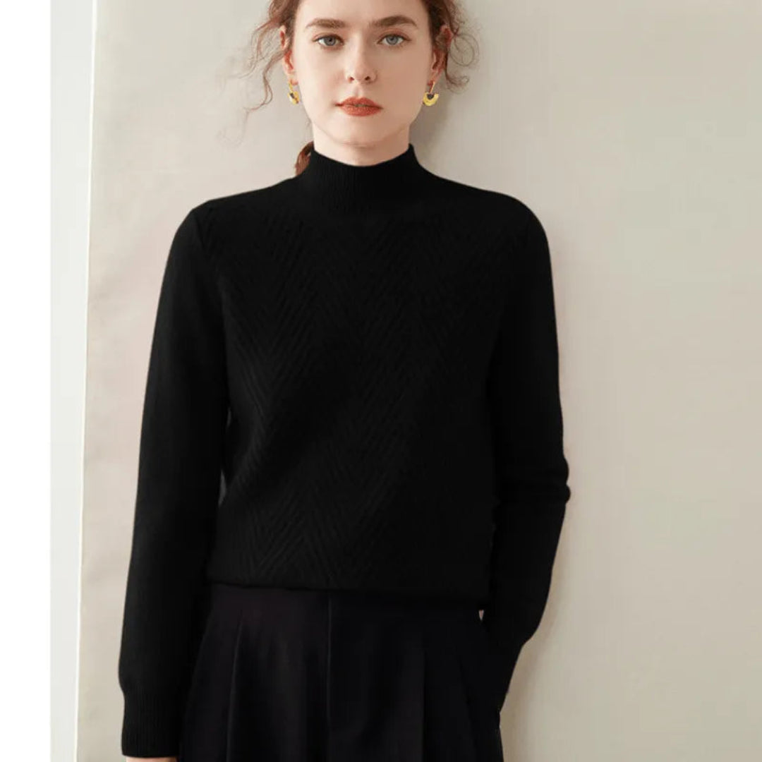 Alda Cashmere Wool Mock Neck Sweater