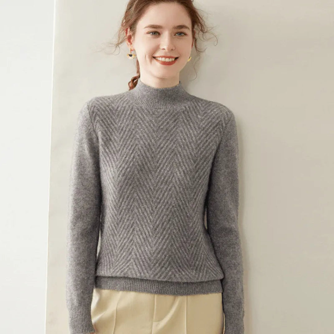 Alda Cashmere Wool Mock Neck Sweater