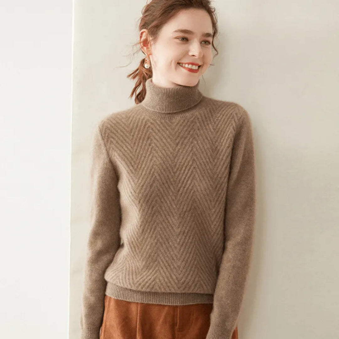 Alda Cashmere Wool Mock Neck Sweater