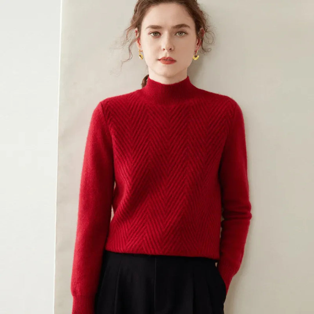 Alda Cashmere Wool Mock Neck Sweater