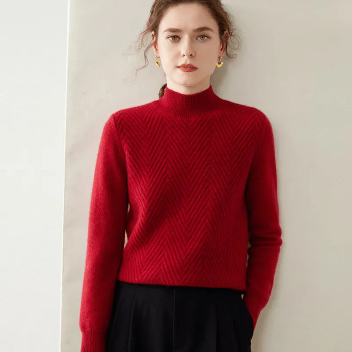 Alda Cashmere Wool Mock Neck Sweater