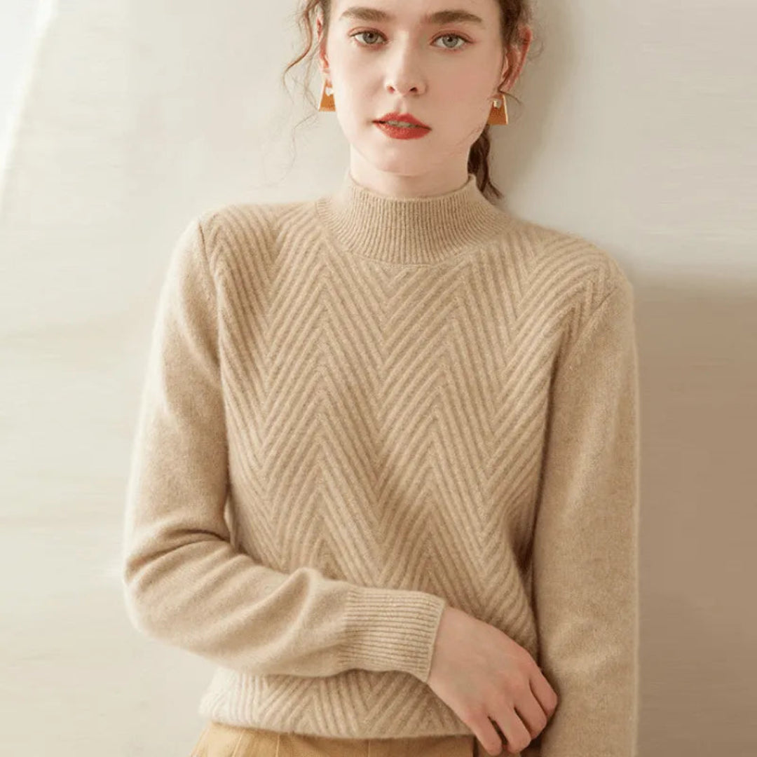 Alda Cashmere Wool Mock Neck Sweater