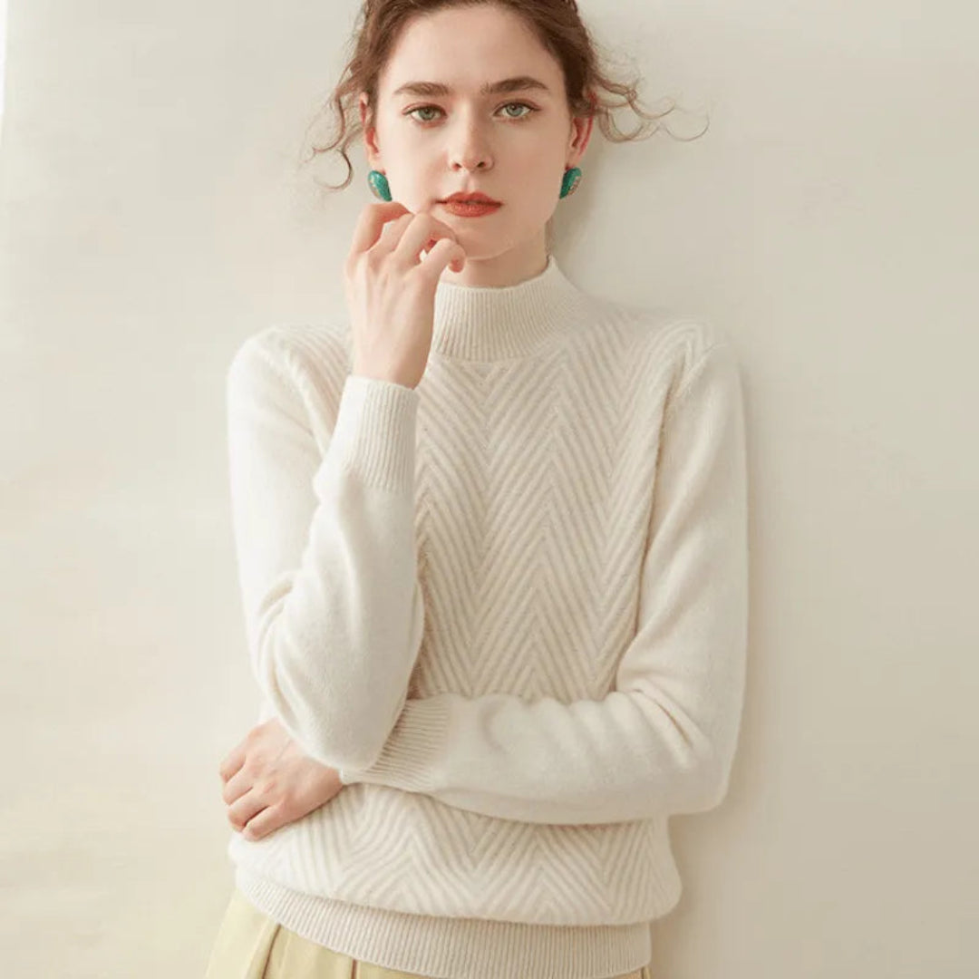 Alda Cashmere Wool Mock Neck Sweater