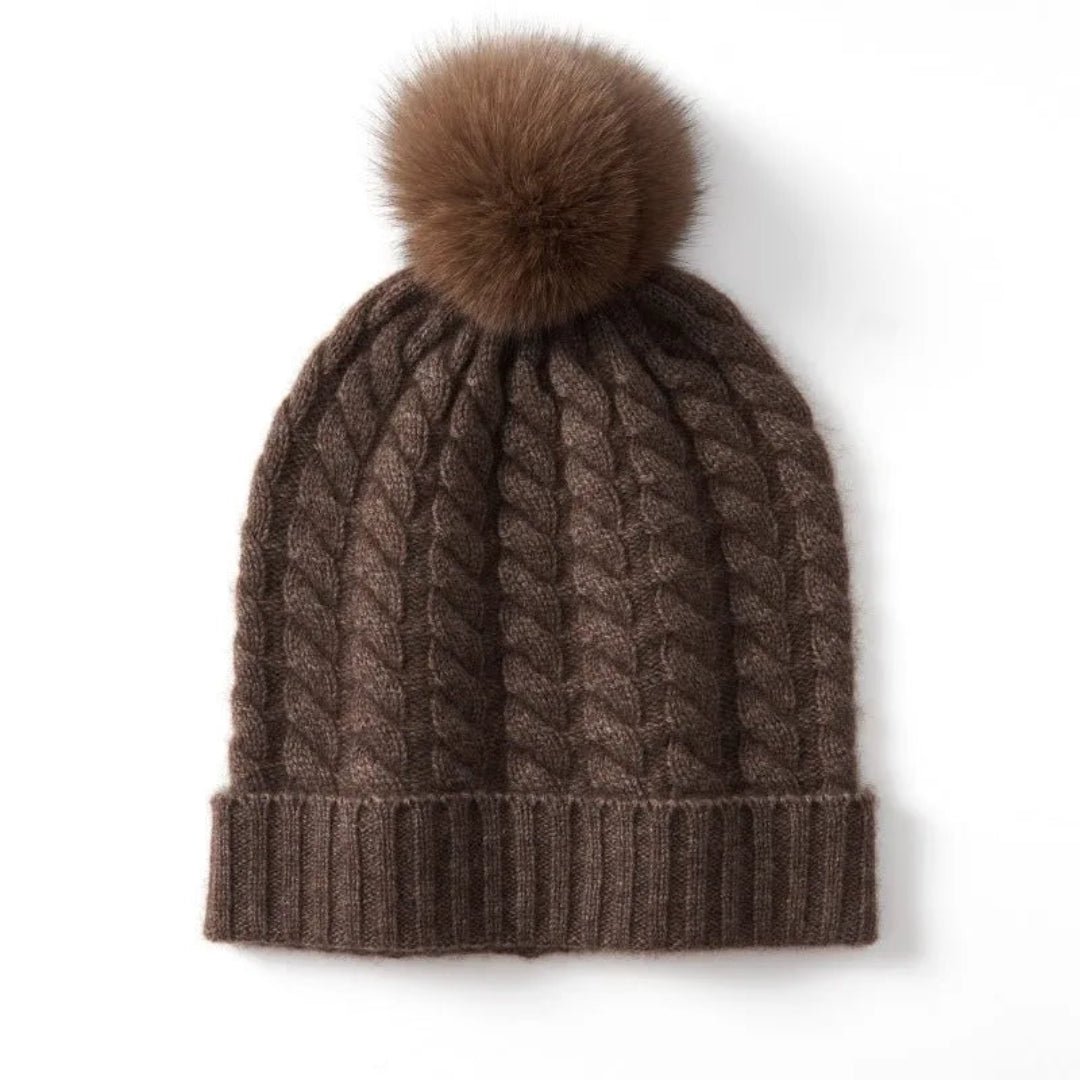Alice Pom Cashmere Cable Knit Beanie Artisio