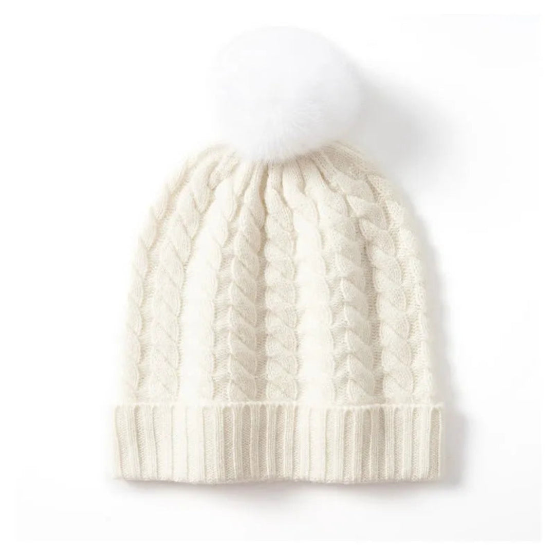 Alice Pom Cashmere Cable Knit Beanie Artisio