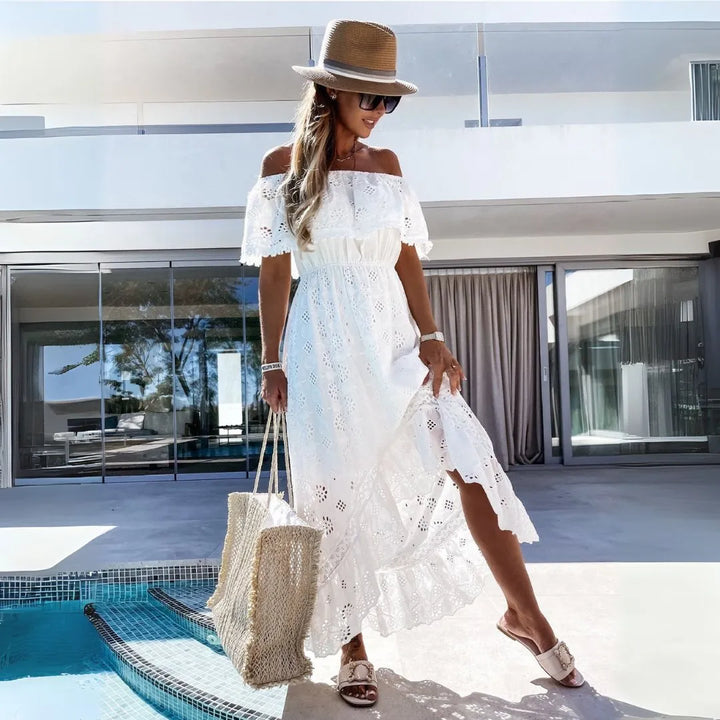 Amara Off-Shoulder Lace Maxi Dress