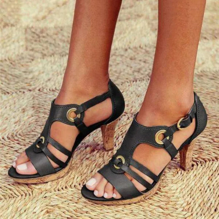 Amara Strappy Buckle Open-Toe Heels