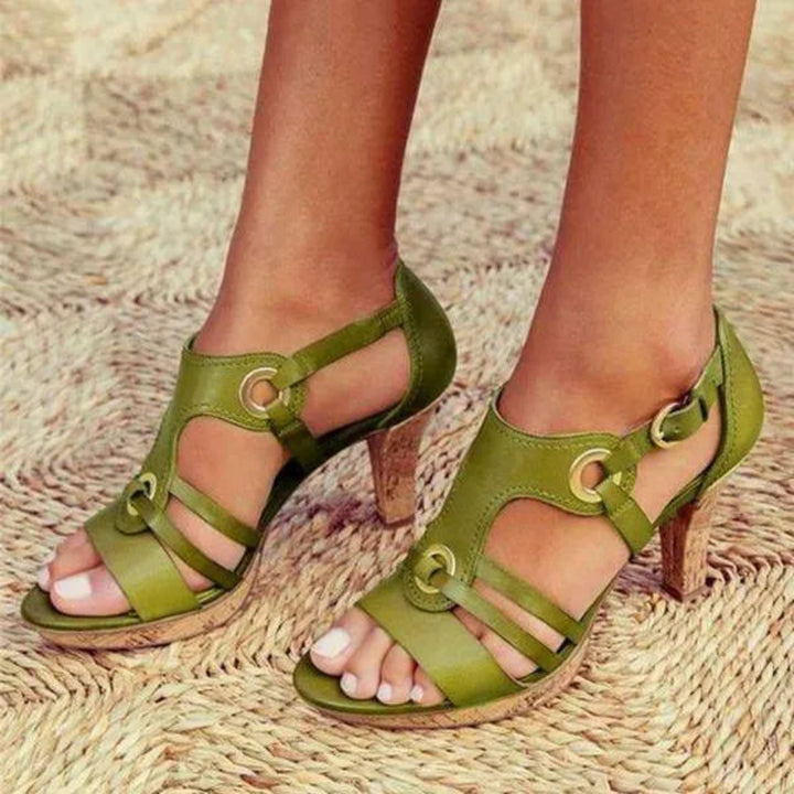 Amara Strappy Buckle Open-Toe Heels