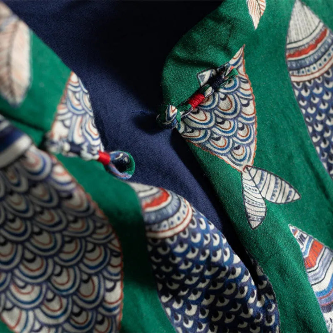 Anne Sleeveless Fish Print Maxi Dress