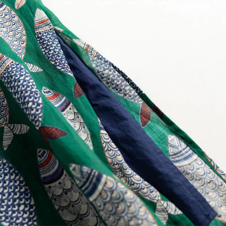 Anne Sleeveless Fish Print Maxi Dress