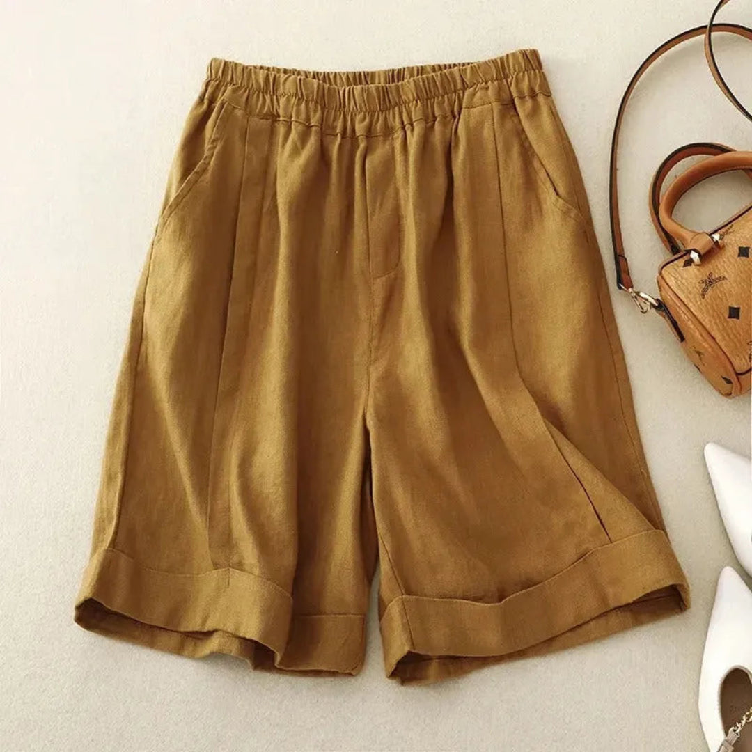 Annette Rolled Hem Linen Shorts