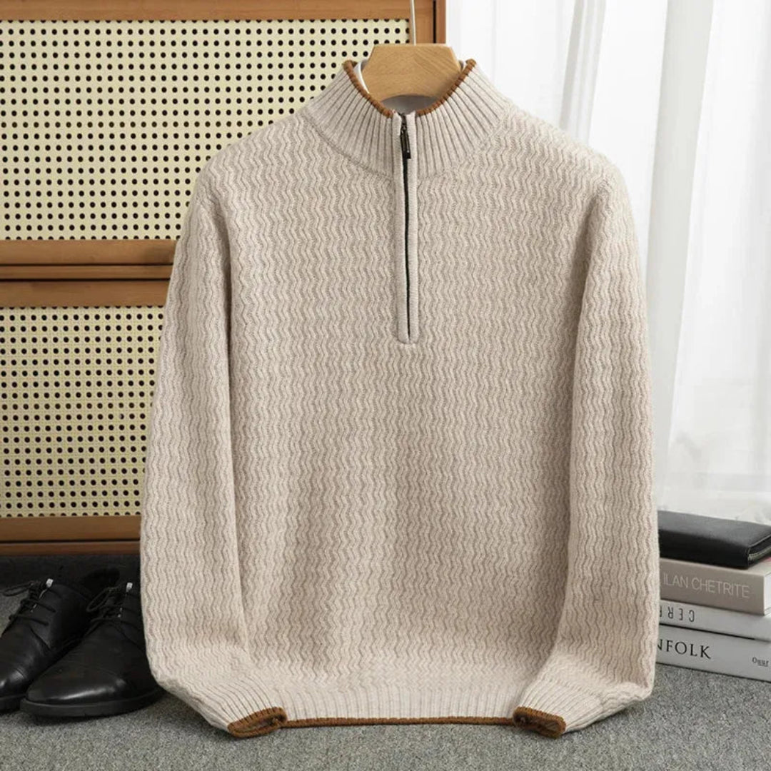 Anton Half-Zip Textured Knit Sweater