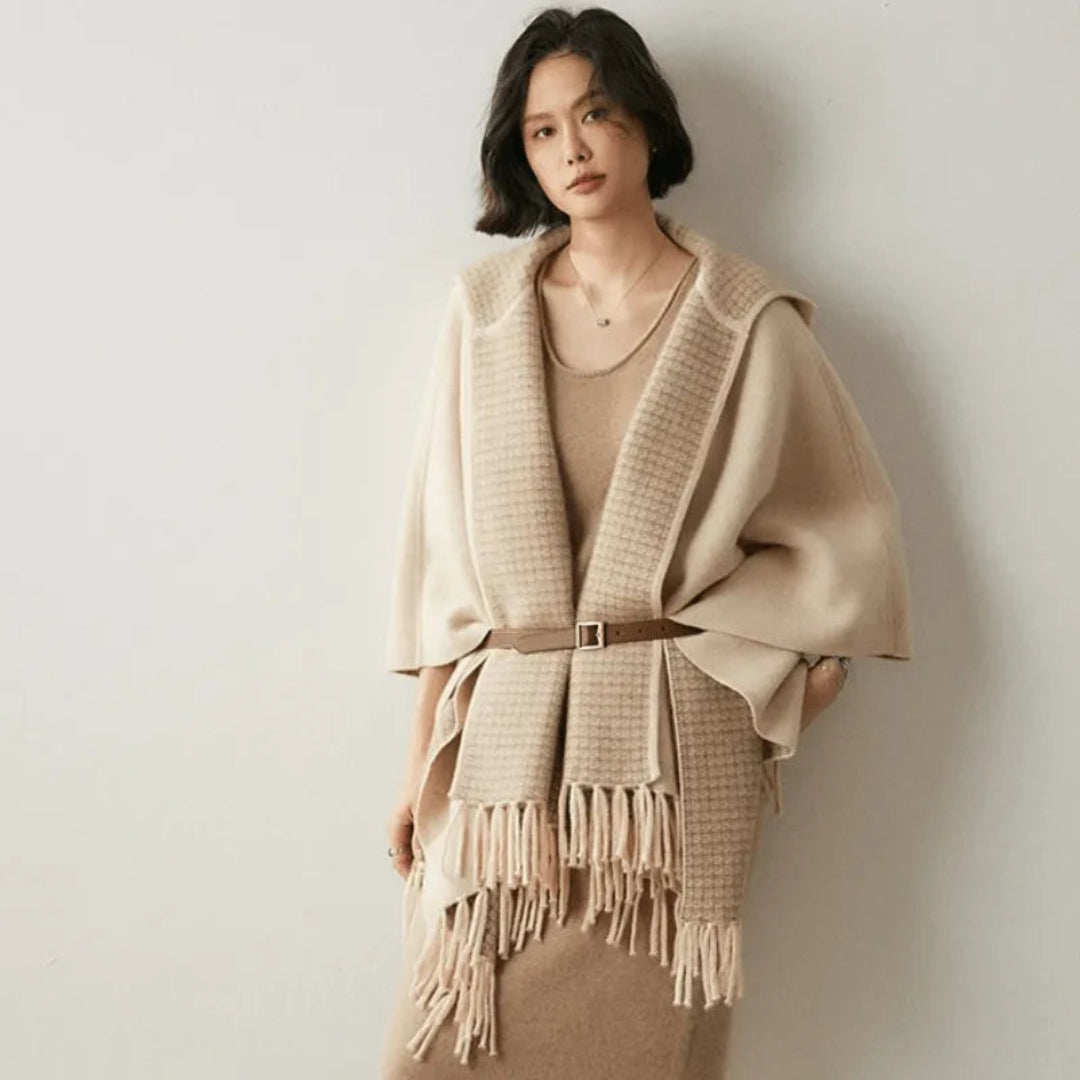 Aria Cashmere Fringe Poncho