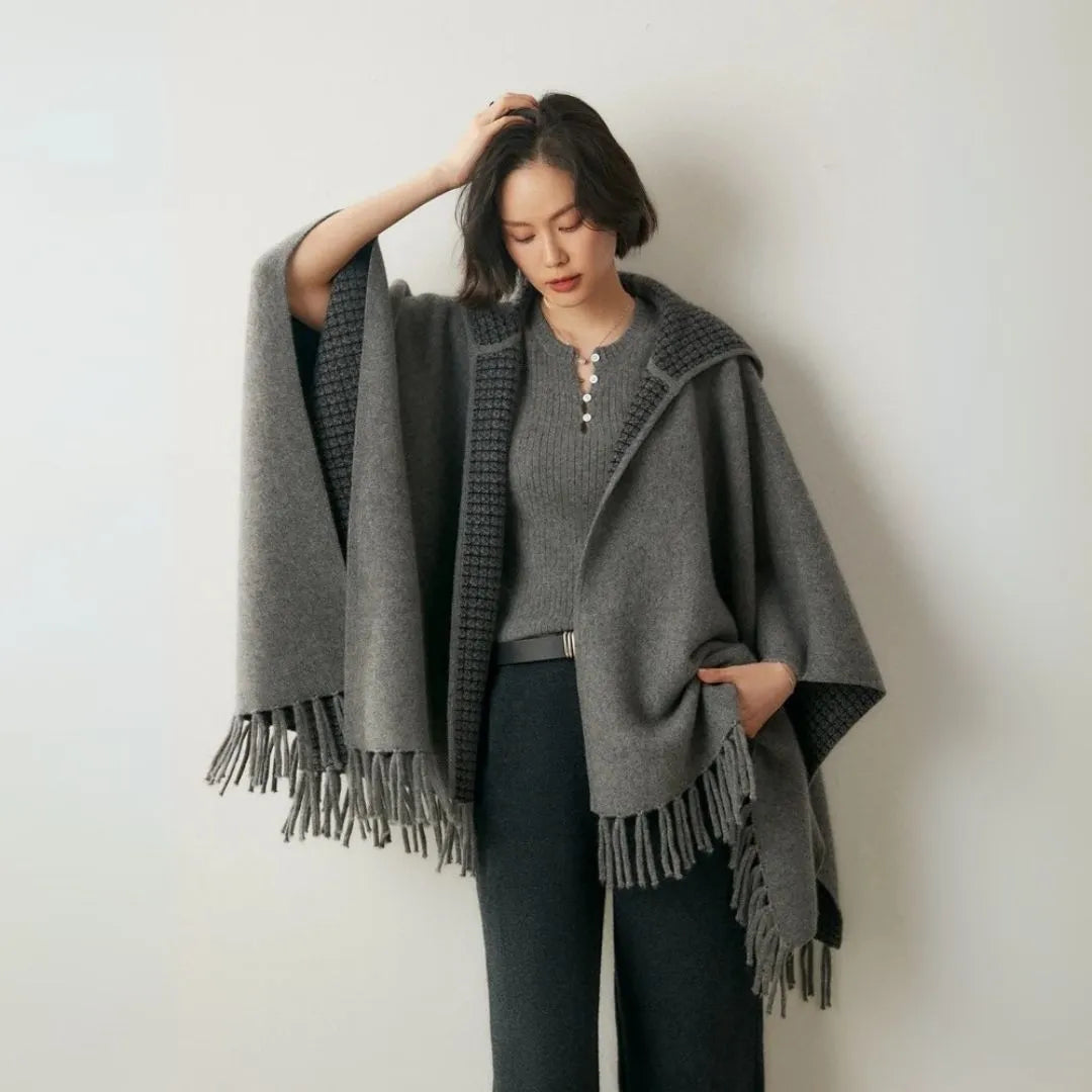 Aria Cashmere Fringe Poncho