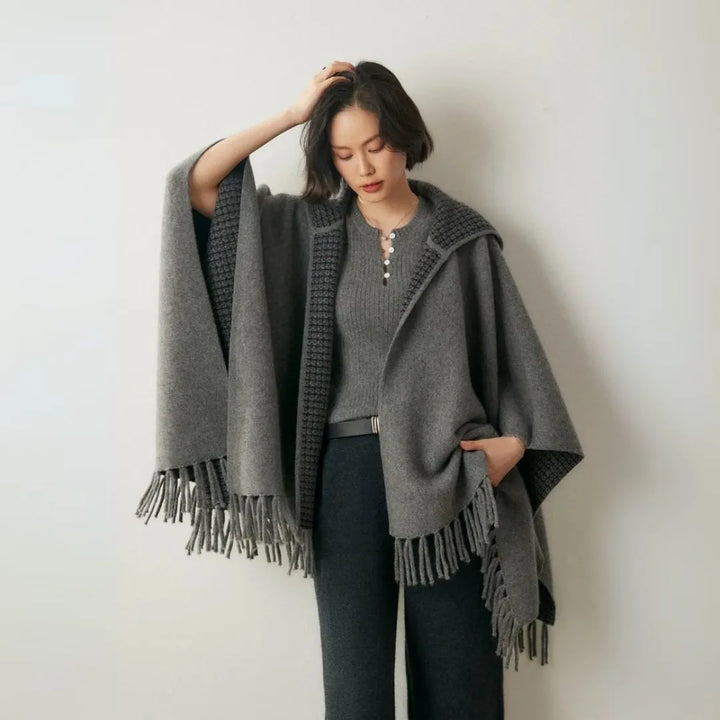 Aria Cashmere Fringe Poncho