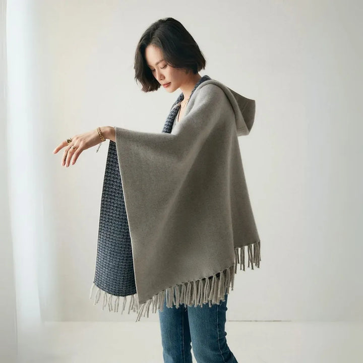 Aria Cashmere Fringe Poncho