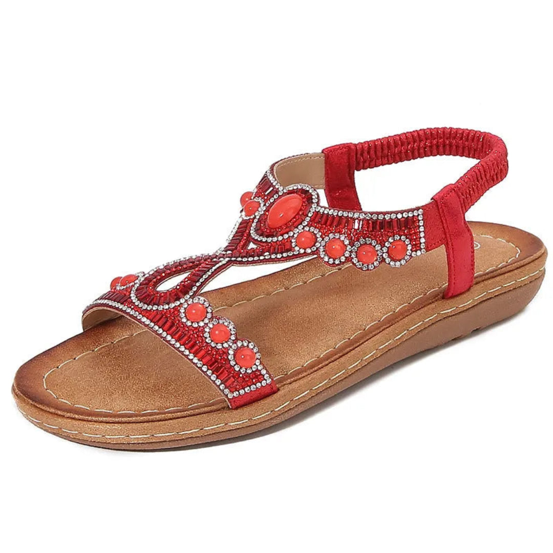 Ariana Embellished Beaded Slingback Flat Sandals