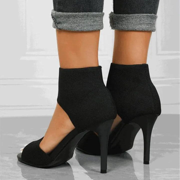 Ariana Stretch-Knit Open-Toe Stiletto Sandals