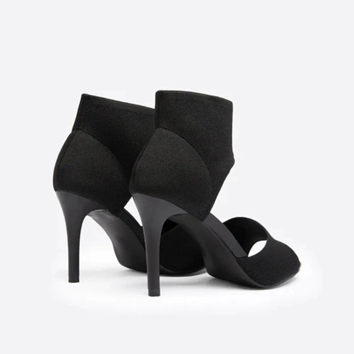 Ariana Stretch-Knit Open-Toe Stiletto Sandals