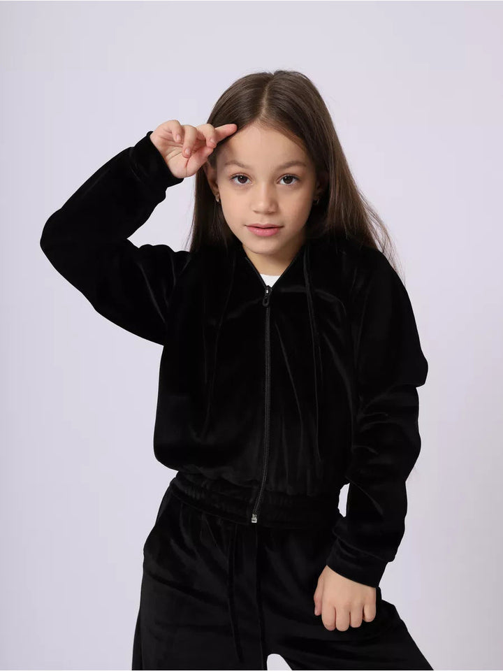 Artisio | Girls Velvet Zip Hoodie Set