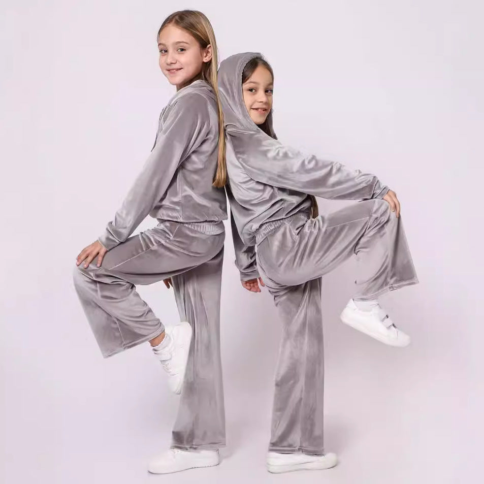 Artisio | Girls Velvet Zip Hoodie Set