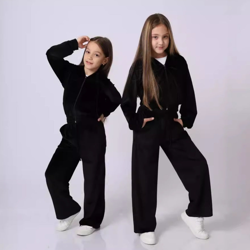 Artisio | Girls Velvet Zip Hoodie Set