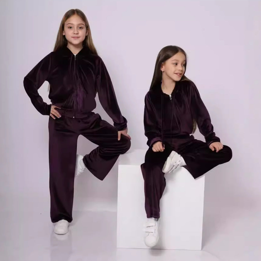 Artisio | Girls Velvet Zip Hoodie Set