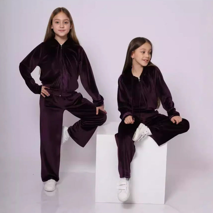 Artisio | Girls Velvet Zip Hoodie Set