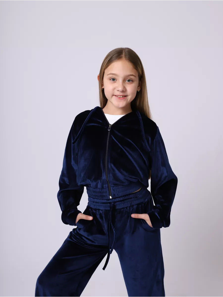 Artisio | Girls Velvet Zip Hoodie Set