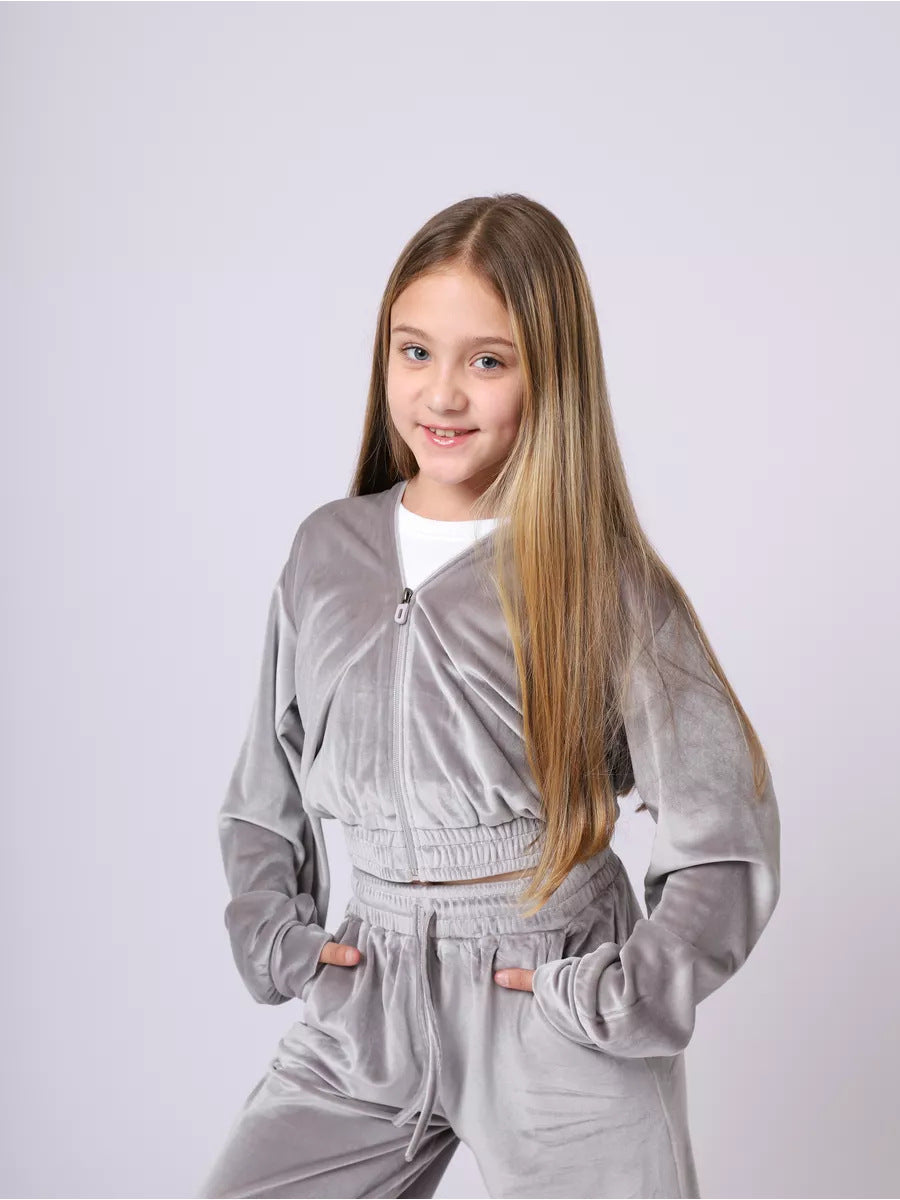 Artisio | Girls Velvet Zip Hoodie Set