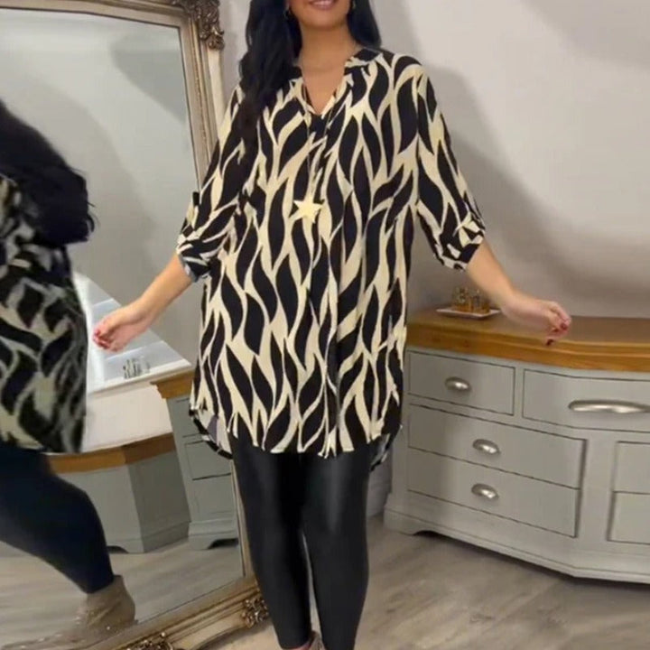 Artisio | Women Abstract Wave Longline Blouse
