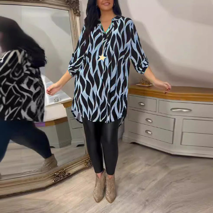 Artisio | Women Abstract Wave Longline Blouse