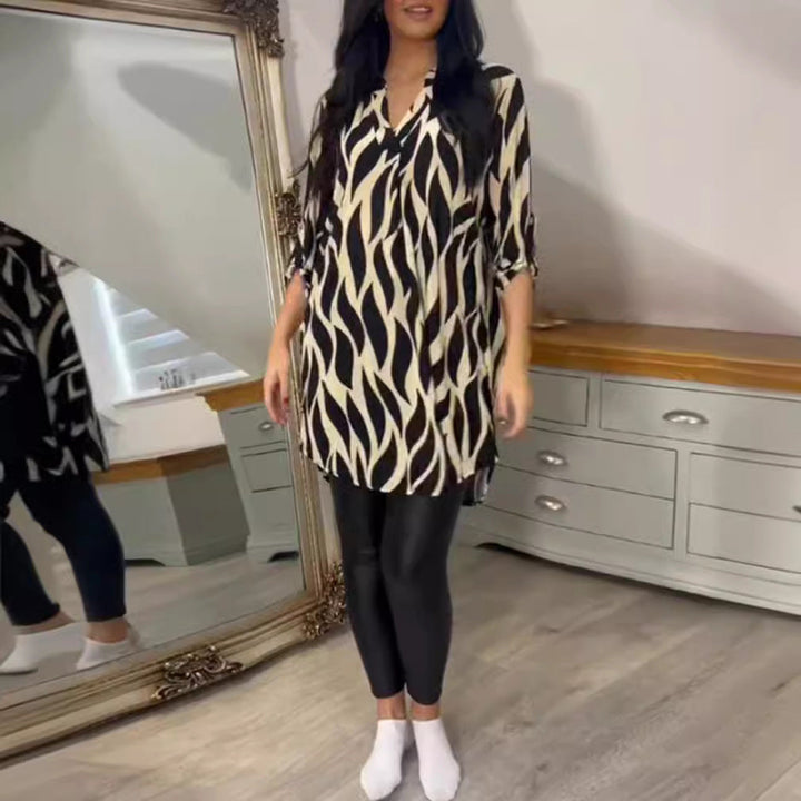 Artisio | Women Abstract Wave Longline Blouse
