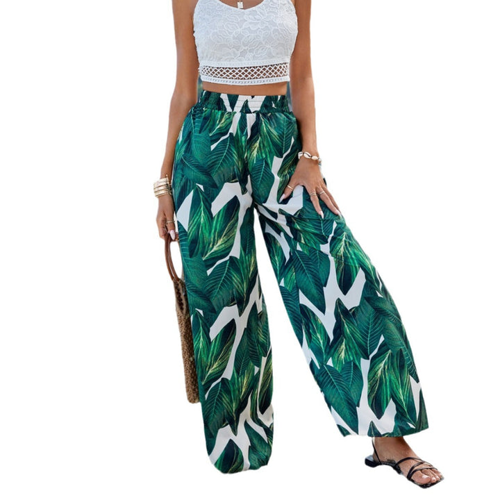 Artisio | Women Beach Leaf Wide Pants