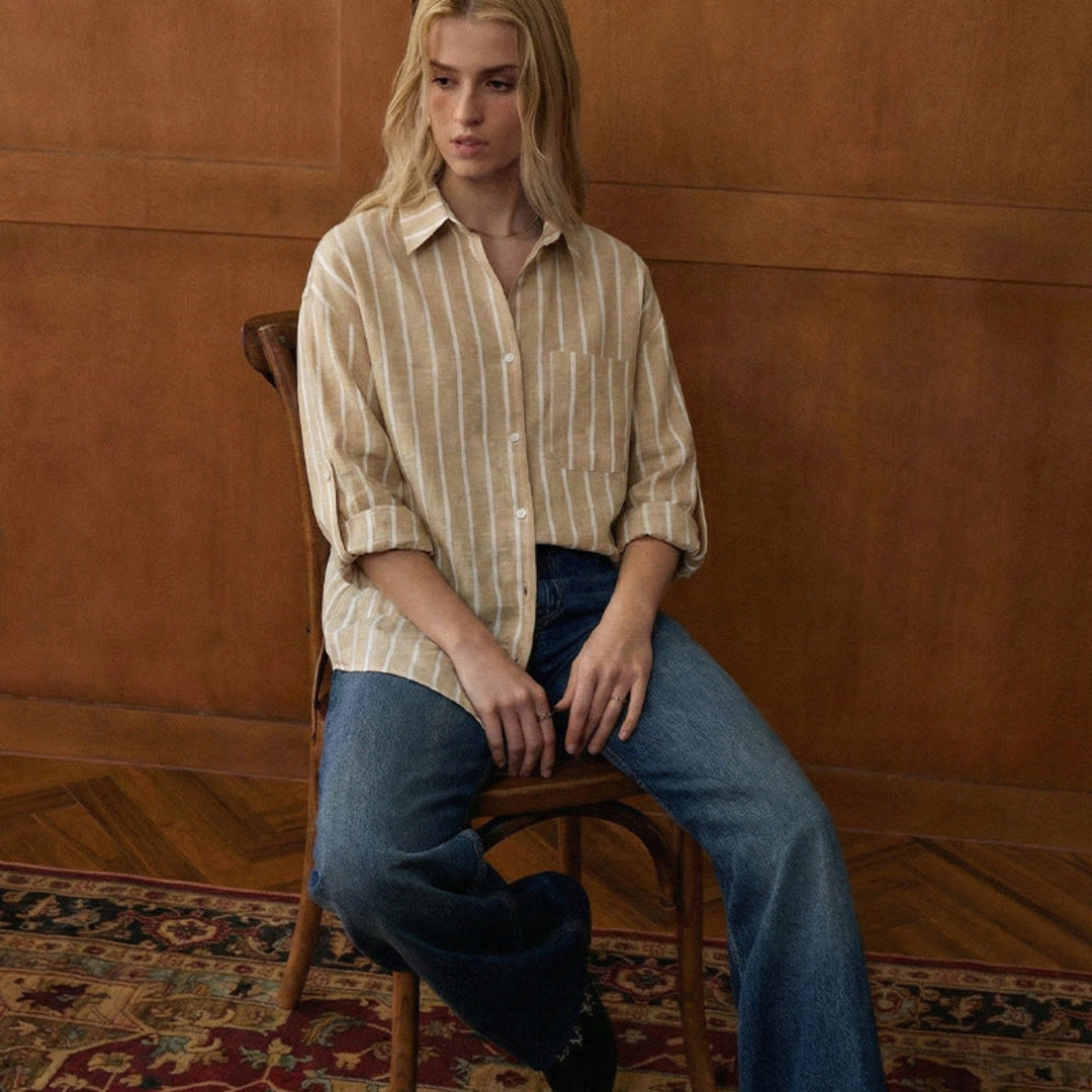 Artisio | Women Beige Button Shirt