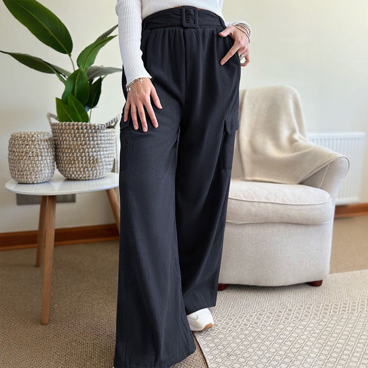 Artisio | Women High Waist Belted Pants