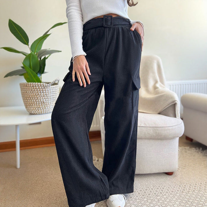 Artisio | Women High Waist Belted Pants